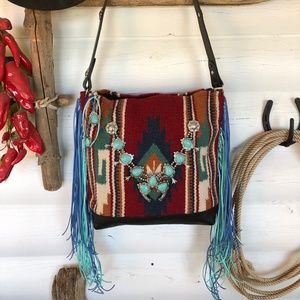 Saddle Blanket Purse Bag Tote - Turquoise Trail